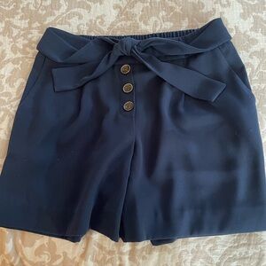 Ann Taylor High Waist Navy Shorts with Button and Bow